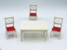 Conjunto de cadeiras de mesa de jantar Renwal vermelho branco móveis para casa de bonecas plástico miniatura, usado comprar usado  Enviando para Brazil
