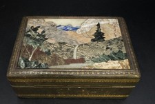 Vintage ITALIANO Meados do Século Mosaico PIETRA DURA Caixa de Pedra e Couro Forrada de Couro comprar usado Vintage ITALIANO Meados do Século Mosaico PIETRA DURA Caixa de Pedra e Couro Forrada de Couro comprar usado  Enviando para Brazil
