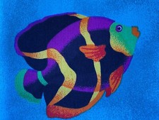 TECIDO CRANSTON~Teal Bkgrnd~BRILHANTE OCEANO DE PEIXES TROPICAIS~CORES VIVAS~GRANDE~ comprar usado  Enviando para Brazil