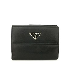 Usado, Bolsa carteira dobrável PRADA logotipo placa couro saffiano preta/2BG2916 comprar usado  Enviando para Brazil