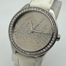 Usado, Relógio de quartzo feminino Guess prata aço strass mostrador espelhado couro nova bateria comprar usado  Enviando para Brazil