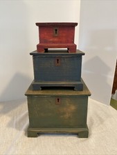 Conjunto de 3 caixas de armazenamento de madeira rústica conjunto de 3 estilo primitivo, usado comprar usado  Enviando para Brazil