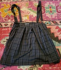 Hot Topic feminino M cinza xadrez saia escolar menina com suspensórios anexados punk comprar usado  Enviando para Brazil