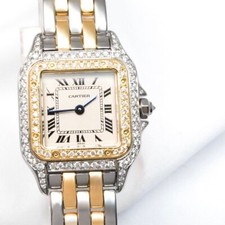 Usado, Relógio feminino CARTIER PANTHERE SM combinado 2 fileiras diamante duplo K18xSS comprar usado  Enviando para Brazil