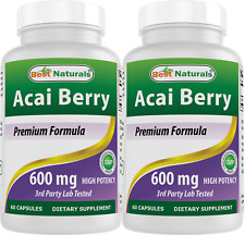 2 pacotes de extrato de açaí Best Naturals 600 mg 60 cápsulas antioxidantes comprar usado  Enviando para Brazil