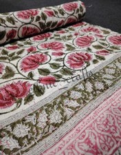 Usado, Colcha rosa floral Kantha feita à mão reversível floral boho colcha estampa bloco comprar usado  Enviando para Brazil