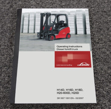 Linde H14D H16D H18D Empilhadeira Diesel Manual do Proprietário do Operador 391 807 1001, usado comprar usado  Enviando para Brazil