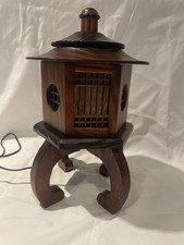 Abajur de mesa pagode coreano vintage pau-rosa acabamento cereja escura hexágono comprar usado  Enviando para Brazil