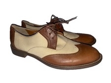 Sapato Oxford Derby Feminino Vintage NOS 1937 Itália Linho e Couro Ponta das Asas 9,5 M, usado comprar usado  Enviando para Brazil