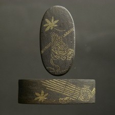 Conjunto Fuchi Kashira, ouro Kashima Zogan em nanoko, aljava + bordo. X274462 comprar usado  Enviando para Brazil