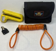 Bloqueio de disco de freio amarelo motocicleta J & P Cycles com estojo de transporte cabo lembrete comprar usado  Enviando para Brazil