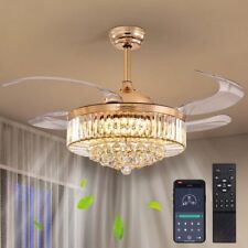 Ventilador de teto moderno de cristal dourado 48" com luz e controle remoto lustre de cristal L... comprar usado  Enviando para Brazil