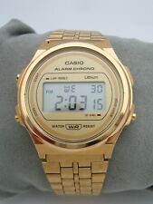 RELÓGIO DIGITAL VINTAGE CASIO A171WEG-9A OURO AÇO INOXIDÁVEL ALARME UNISSEX GENUÍNO comprar usado  Enviando para Brazil