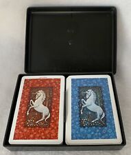 Tarjetas de juego de plástico KEM de colección doble baraja unicornio con estuche todo original segunda mano  Embacar hacia Argentina