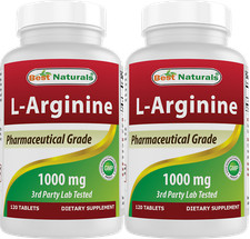 Usado, Pacote com 2 Best Naturals L-Arginina 1000mg 120 comprimidos comprar usado  Enviando para Brazil