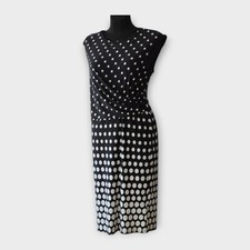 Sukienka koktajlowa grochy 42 L XL biało czarna midi na sprzedaż  PL