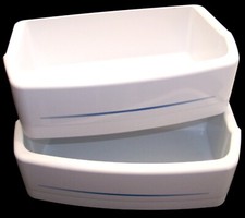 Lixeira de porta de geladeira GE "Linha Azul" peça # 200D3983P002 conjunto de DOIS brancos limpos comprar usado  Enviando para Brazil