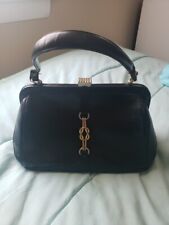 BOLSO DE MANO PEQUEÑO VINTAGE ZENITH HECHO A MANO CUERO GRANULADO NEGRO 10"W 7"T segunda mano  Embacar hacia Argentina