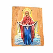 Używany, obraz religijny Matki Bożej na desce, reczna praca, acryl, zloto, format 30×34 na sprzedaż  PL