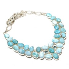 Lindo colar de joias espirituais de prata esterlina 925 feito à mão com pedra preciosa Larimar comprar usado  Enviando para Brazil