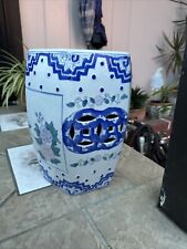 Vaso/assento antigo chinês azul branco e rosa blush para jardim comprar usado  Enviando para Brazil