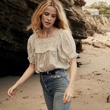 Blusa túnica Doen feminina Frances estampada floral algodão com babados plissada tamanho P comprar usado  Enviando para Brazil