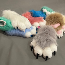 Luvas de pata coloridas peludas garra de fera husky raposa garra de gato Halloween role-playing comprar usado  Enviando para Brazil