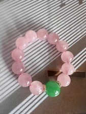 Pulseira elástica de contas cristalinas cristalinas quartzo rosa natural 15 mm, usado comprar usado  Enviando para Brazil