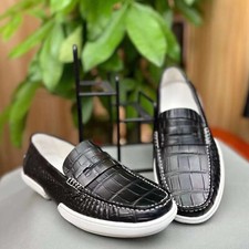 Mocassim Masculino de Couro Feito à Mão Preto, Azul, Marrom Tamanho 06-11EUA comprar usado  Enviando para Brazil