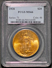 Moeda de ouro 1928 $20 Double Eagle MS 66 PCGS # 50114199 + bônus comprar usado  Enviando para Brazil