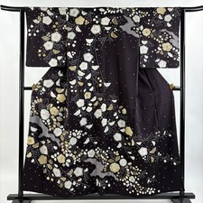 Kimono feminino japonês Houmongi seda Tsujigahana nuvem preto 156cm comprar usado  Enviando para Brazil
