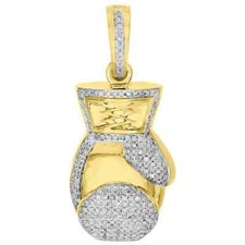 Pingente de luva de boxe masculino folheado a ouro amarelo 14K diamante 3D pavê redondo 1,80 quilates comprar usado  Enviando para Brazil