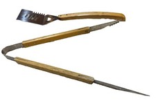 Espátula para churrasco tanga longa cabo de madeira serrilhado lateral fácil de virar GrabFood StnlStl comprar usado  Enviando para Brazil