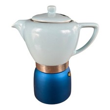 Usado, Cafeteira de espresso vintage italiana cerâmica pote Moka logotipo rainha africana azul Itália comprar usado  Enviando para Brazil