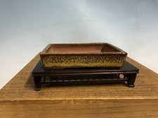 Usado, Vaso de árvore bonsai Yozan preto e dourado tamanho Shohin Tokoname 4 3/4” comprar usado Usado, Vaso de árvore bonsai Yozan preto e dourado tamanho Shohin Tokoname 4 3/4” comprar usado  Enviando para Brazil