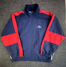 Jaqueta corta-vento masculina vintage Adidas zíper completo GG azul vermelha retrô anos 90 comprar usado  Enviando para Brazil