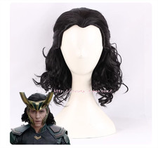 Marvel Loki Wig Men Black Curly Hair Cosplay Halloween Prop Stage Performance, usado comprar usado  Enviando para Brazil