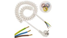 Przewód OMY spiralny H03VVH8-F z wtyczką 3x1,5 0,38m / 2,2m biały na sprzedaż  PL