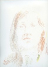 Desenho esboço 12" Carolynn Mann rosto retrato jovem mulher Sammy cabelo longo , usado comprar usado  Enviando para Brazil