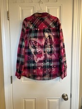 Flanela branqueada personalizada upcycled faça você mesmo com design de borboleta na parte de trás 1 de um tipo comprar usado  Enviando para Brazil