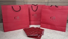 Sacolas de presente de compras Carolina Herrera + tecido CH vermelho autêntico conjunto JUMBO de 3, usado comprar usado Sacolas de presente de compras Carolina Herrera + tecido CH vermelho autêntico conjunto JUMBO de 3, usado comprar usado  Enviando para Brazil