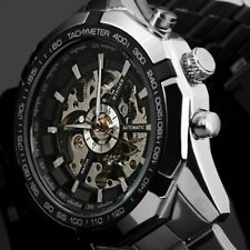 Relógio masculino automático mecânico analógico pulseira de aço inoxidável mostrador esqueleto relógio comprar usado  Enviando para Brazil