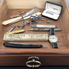 Lote masculino faca de bolso esterlina abotoaduras relógio Timex lâmina gaveta de lixo vintage comprar usado  Enviando para Brazil