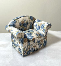 Poltrona estilo country miniatura casa de bonecas 1:12 azul floral comprar usado  Enviando para Brazil