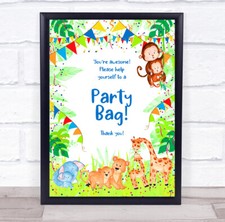 Bag Kids Animal Jungle Birthday Personalised Event Party Decoration Sign comprar usado  Enviando para Brazil