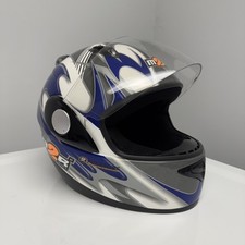 Capacete de corrida de motocicleta vintage M2R azul prata branco gráfico carro de kart comprar usado  Enviando para Brazil