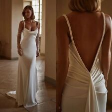 Vestido de noiva luxuoso pérolas sereia alças espaguete cetim sem costas vestidos de noiva comprar usado  Enviando para Brazil