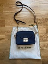 Bolsa de ombro LONGCHAMP Le Pliage Heritage couro marinho com capa dura dourada USADA comprar usado  Enviando para Brazil
