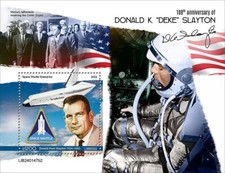 DONALD "DEKE" SLAYTON NASA Astronaut Space MNH 1v-Stamp Sheet #2 (2024 Liberia), używany na sprzedaż  Wysyłka do Poland