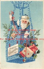 Natal, Erika No 4306-1, Manto Azul Papai Noel em Forget Me Not Flower Air Ship comprar usado  Enviando para Brazil